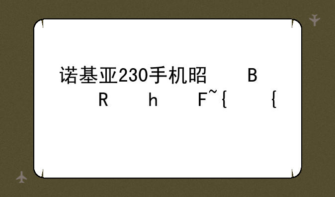 诺基亚230手机是否支持4g网络？