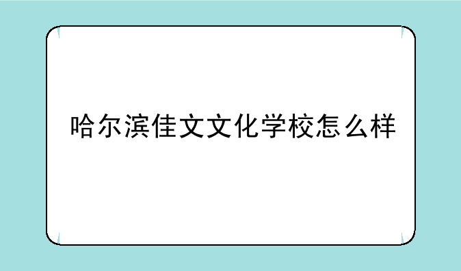 哈尔滨佳文文化学校怎么