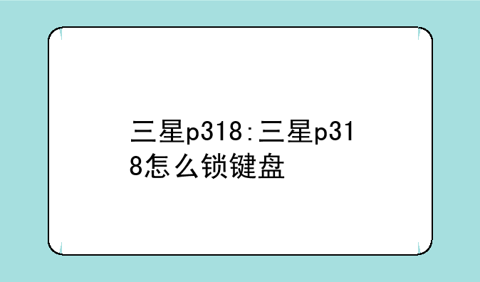 三星p318:三星p318怎么锁键盘